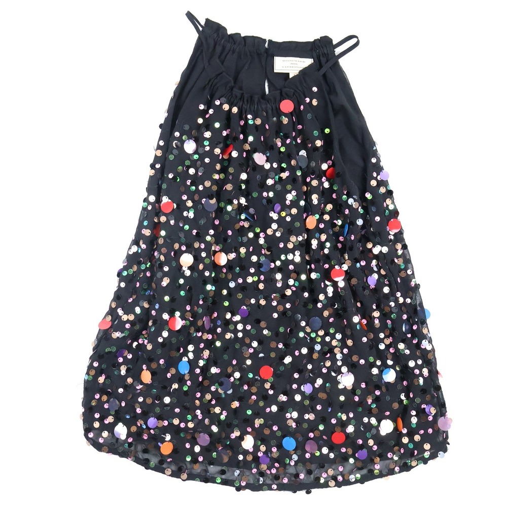 Moulinette Soeurs Anthropologie Halter Top Sequin Multicolor Black S NEW